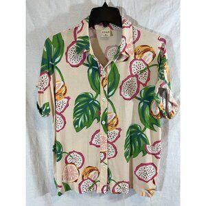 Soma Women’s Medium Short Sleeve Dragon Fruit Print Rayon Blouse